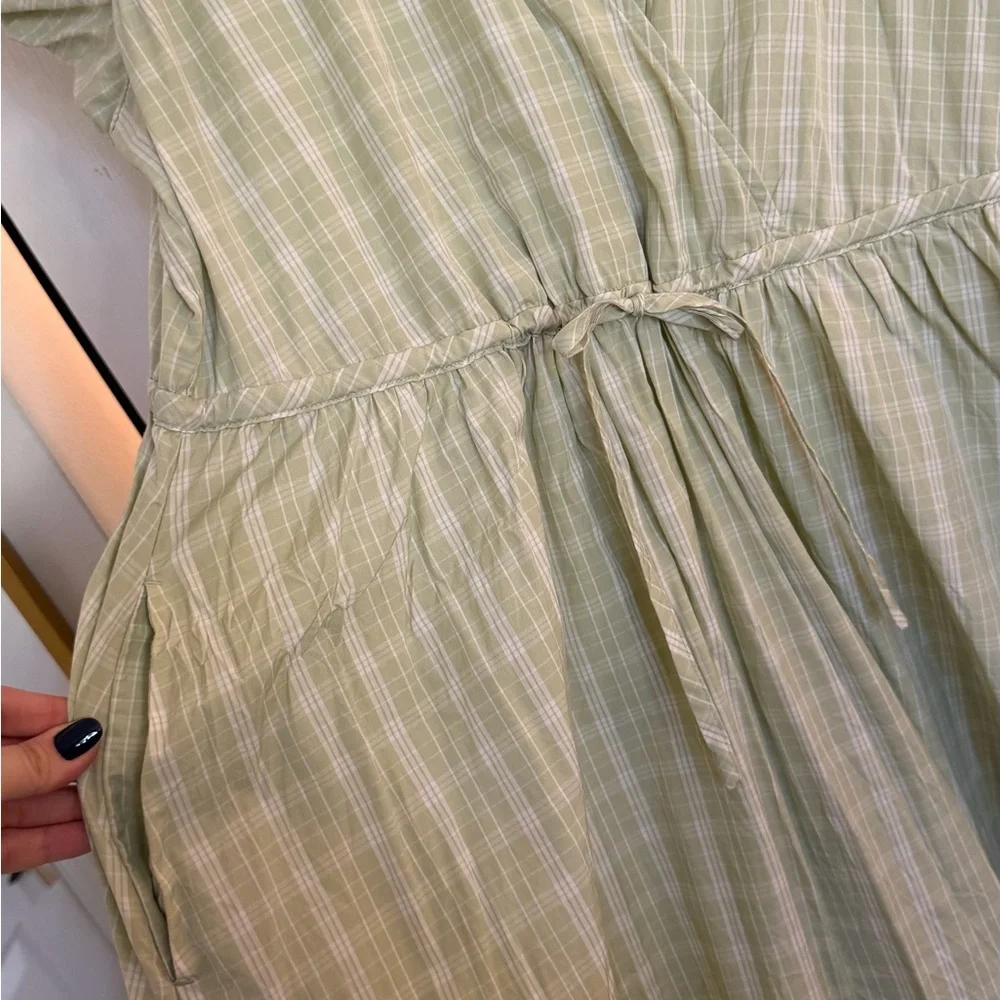 Madewell Light Green Plaid Midi Dress - Picture 5 of 6
